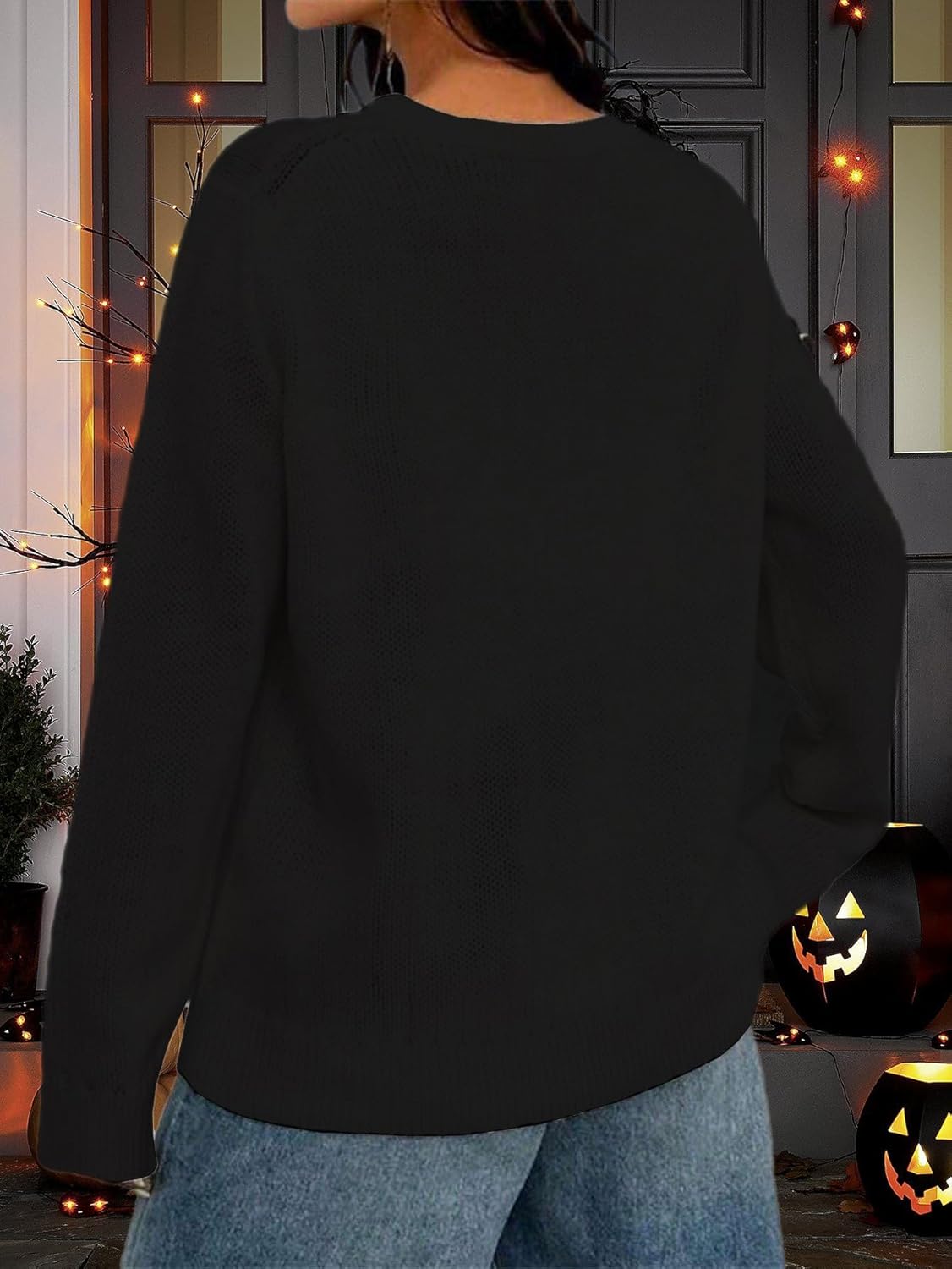 MARZXIN Womens Halloween Sweater Pumpkin Long Sleeve Round Neck Merry Christmas Holiday Loose Pullovers Tops - Image 2