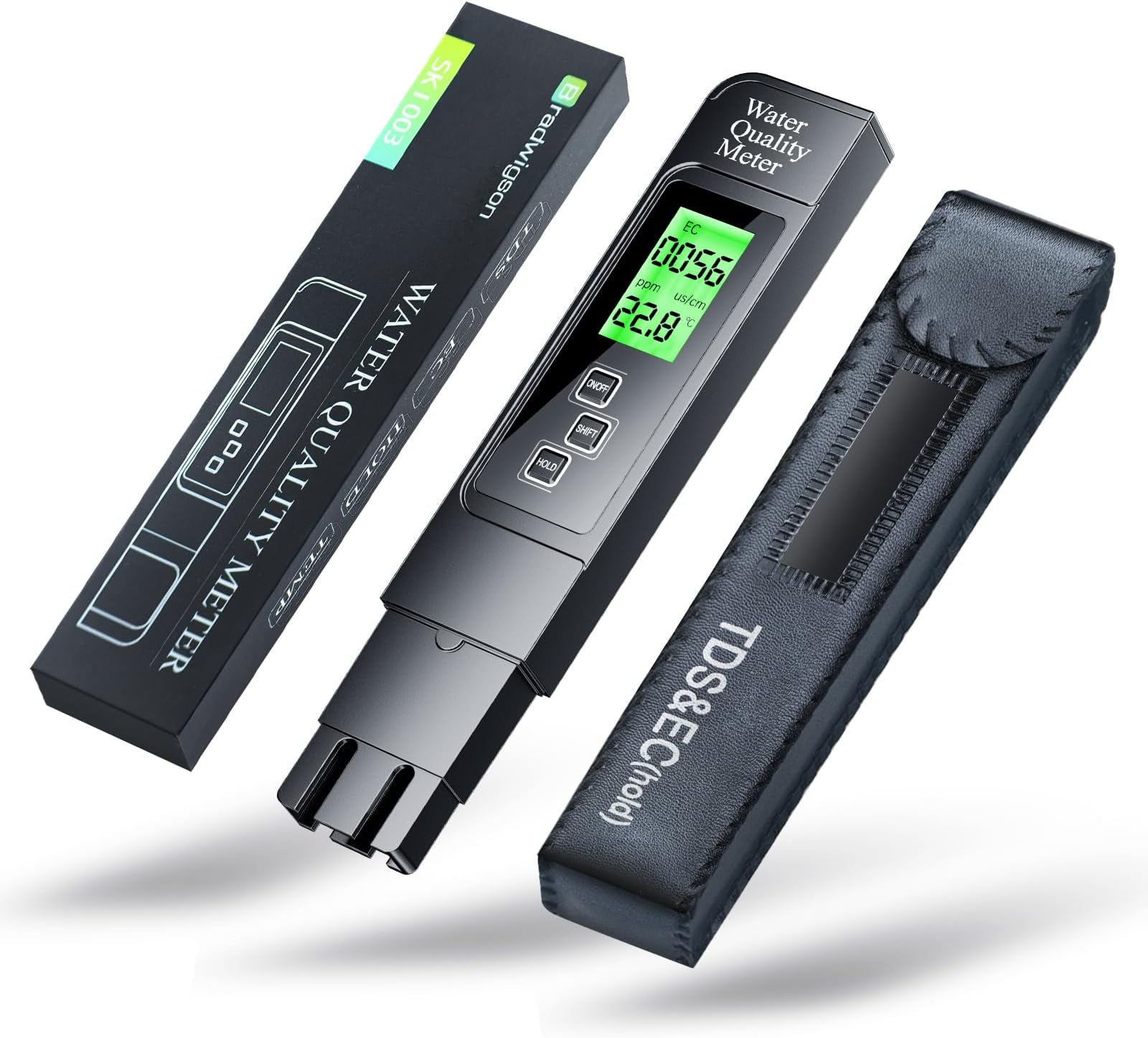 Water Quality Test Meter 4 in 1,TDS Thermometer,EC Digital Meter for Water Hydroponics,Accuracy ±2%,0-9999 ppm,LCD Backlight Display,Suitable for Domestic Water,Natatoria,Aquariums