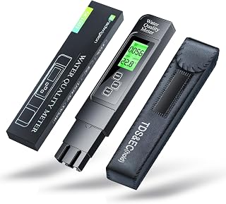 4 in 1 Water Quality Test Meter, TDS Thermometer, EC Digital Meter for Water Hydroponics, Accuracy ±2%, 0-9999ppm, LCD Backlight Display, Suitable for Domestic Water, Natatoria, Aquariums