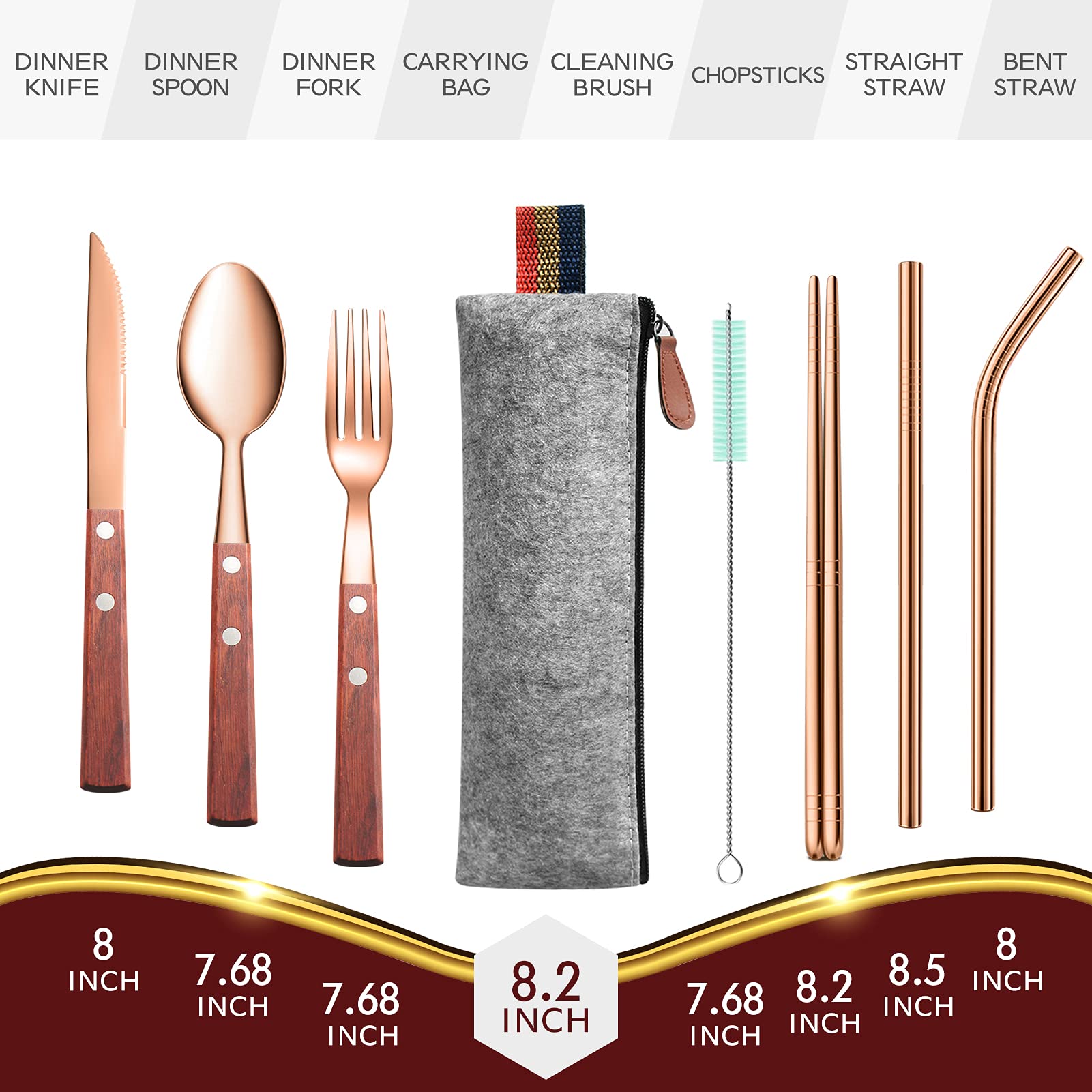 Palillos Plegables Reutilizables - Acero Inoxidable O Madera, Con Funda De Cuero, Ideales Para Camping, Viajes Y Picnic