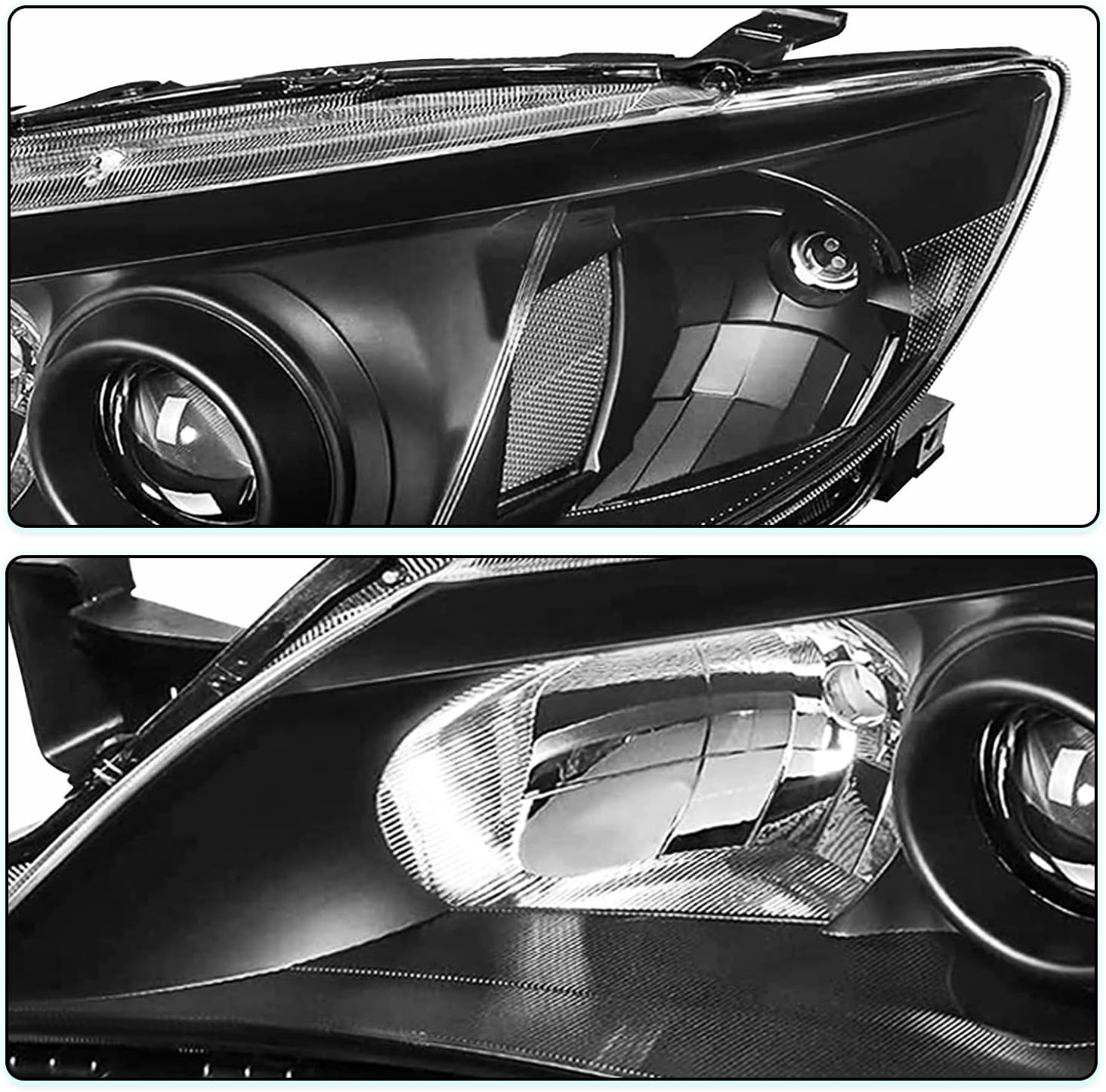 Halogen Headlight Assembly Replacement for 2008-2011 Subaru Impreza Outback Sport WRX Projector Headlamp Passenger & Driver Side (Black Housing with Clear Reflector)