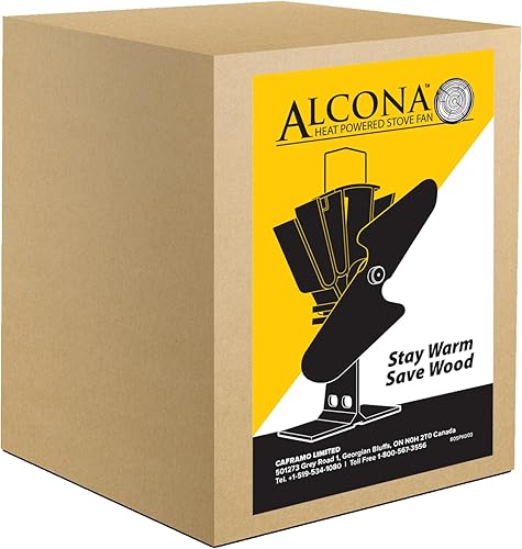 Miniatura 4 de Alcona Ventilador de estufa de leña alimentado por calor, 100 CFM, hoja de 7.9 pulgadas, negro