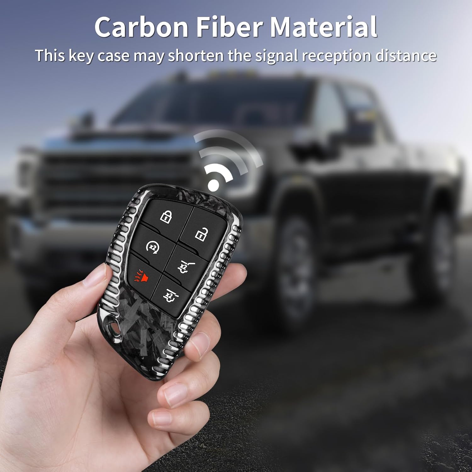 T-carbon Forged Carbon Fiber Key Fob Cover Compatible with GMC Sierra Yukon Canyon Denali Key Fob Protector Compatible with Chevy Silverado Suburban Tahoe 2021-2026, Forged Black