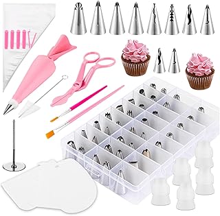 83 Pcs Cake Decorating supplies Kit for Beginners 20PCs Icing Piping Bags and Tips Set 1 Reusable Silicone Pastry Bag Russ...