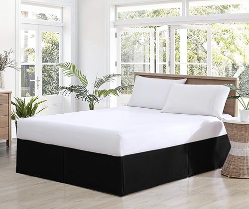 Miniatura 9 de Cotton Delight Falda de cama tamaño Queen, 100% algodón natural, 800 hilos, ajuste a medida, 1 falda de cama tamaño Queen de 16 pulgadas, longitud