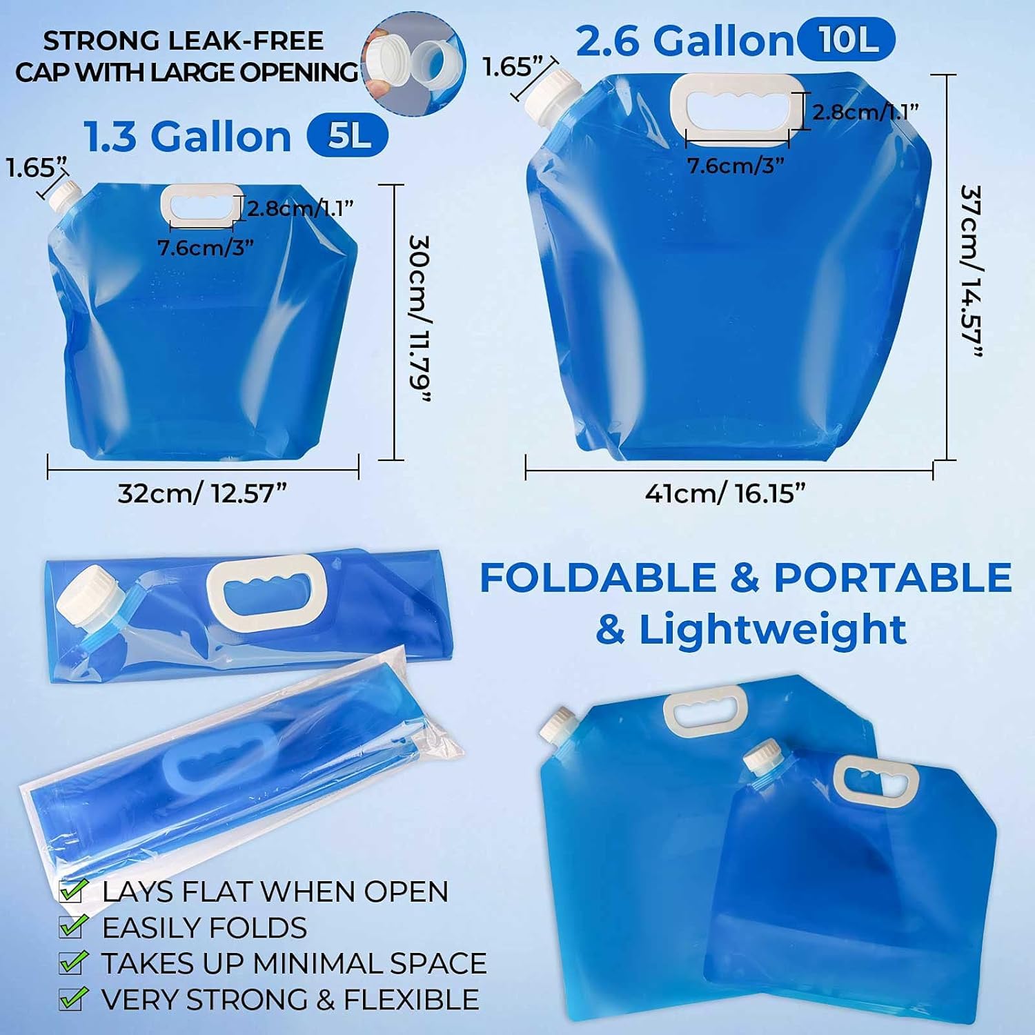 Krivon 10 litres Pack 4 Collapsible Water Container, BPA Free Plastic Water Carrier, Travel Folding Water Bag for Sport Camping Riding, Mountaineer (10 Liter-Pack of 4) 3