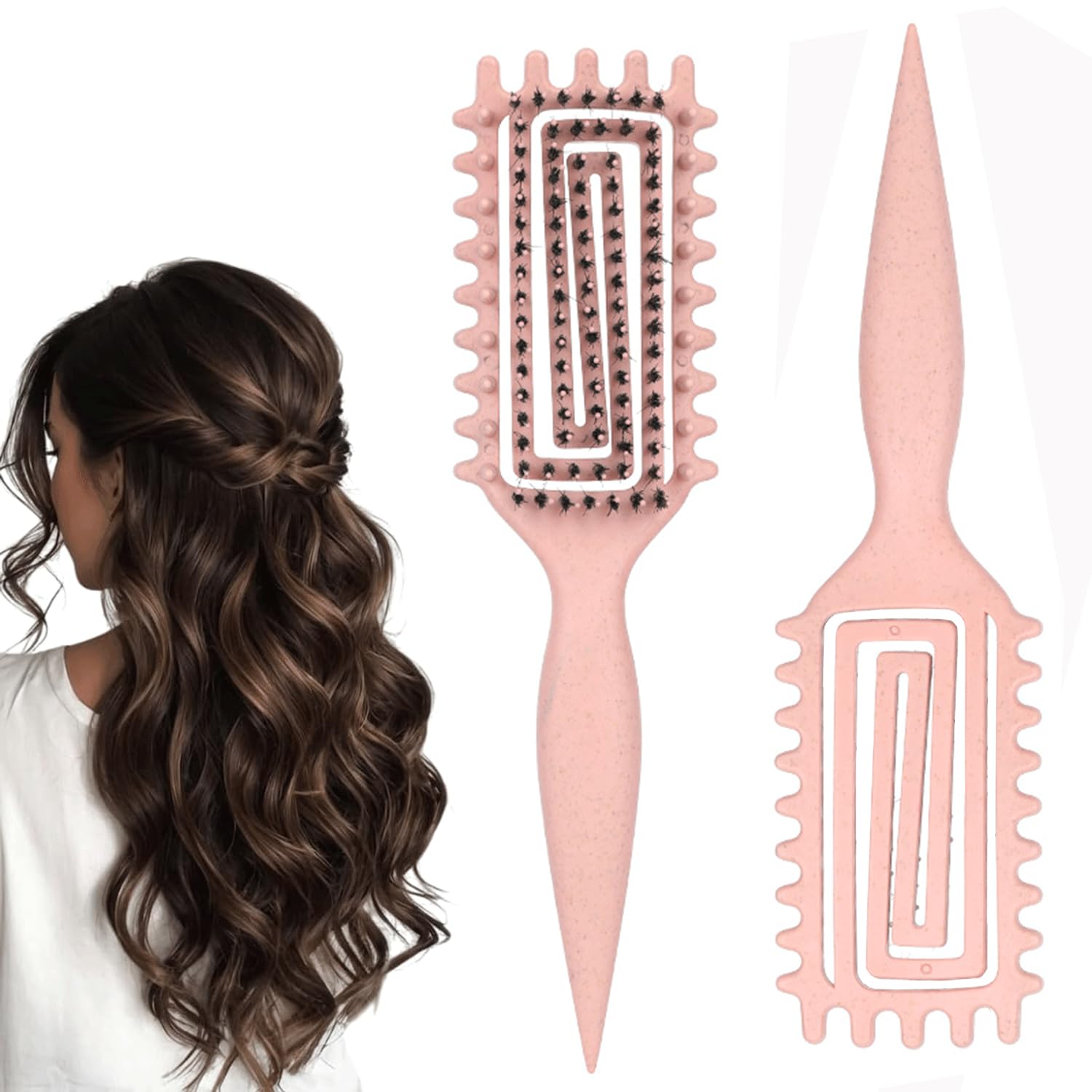 Lockenbürste Aus ABS-Kunststoff – Für Definierte Locken Bei Männern & Frauen | 26 X 6,7 X 4 Cm, Braun