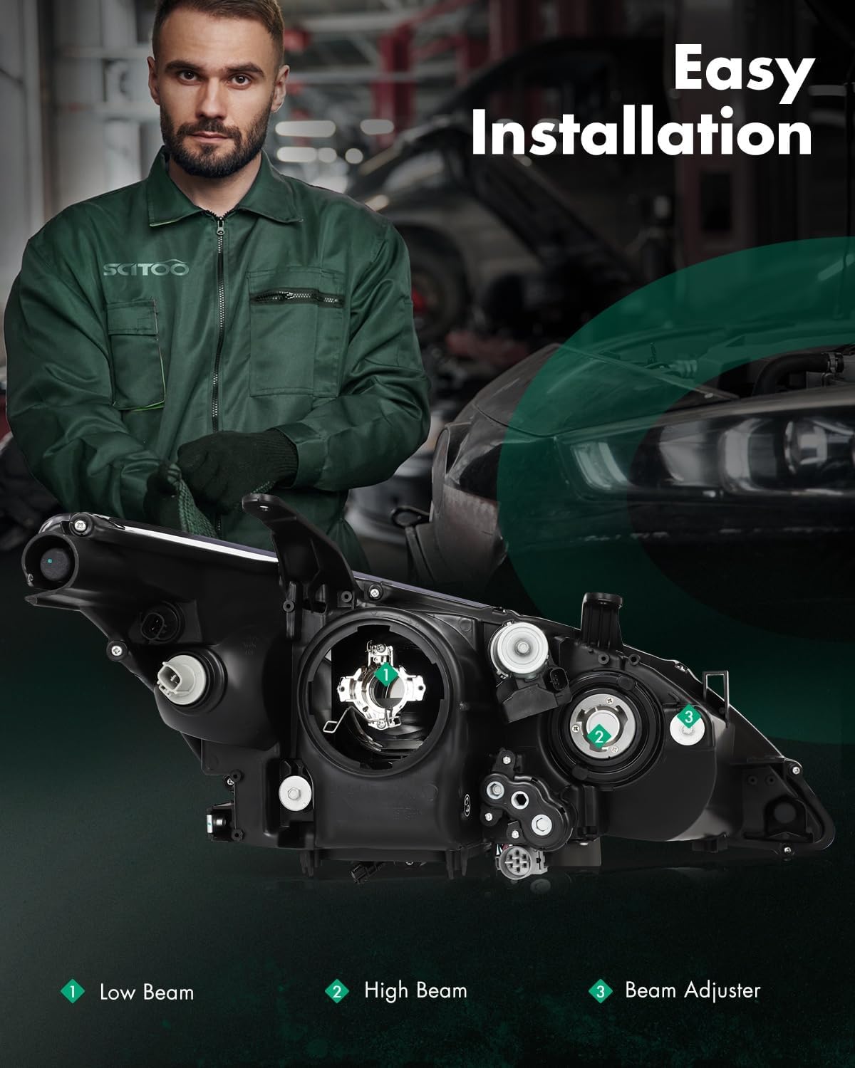 SCITOO Headlights for 2010 2011 2012 for ES350 Left Headlight Assembly Chrome Housing Amber Reflector 81185-33750 Bulbs Not Include