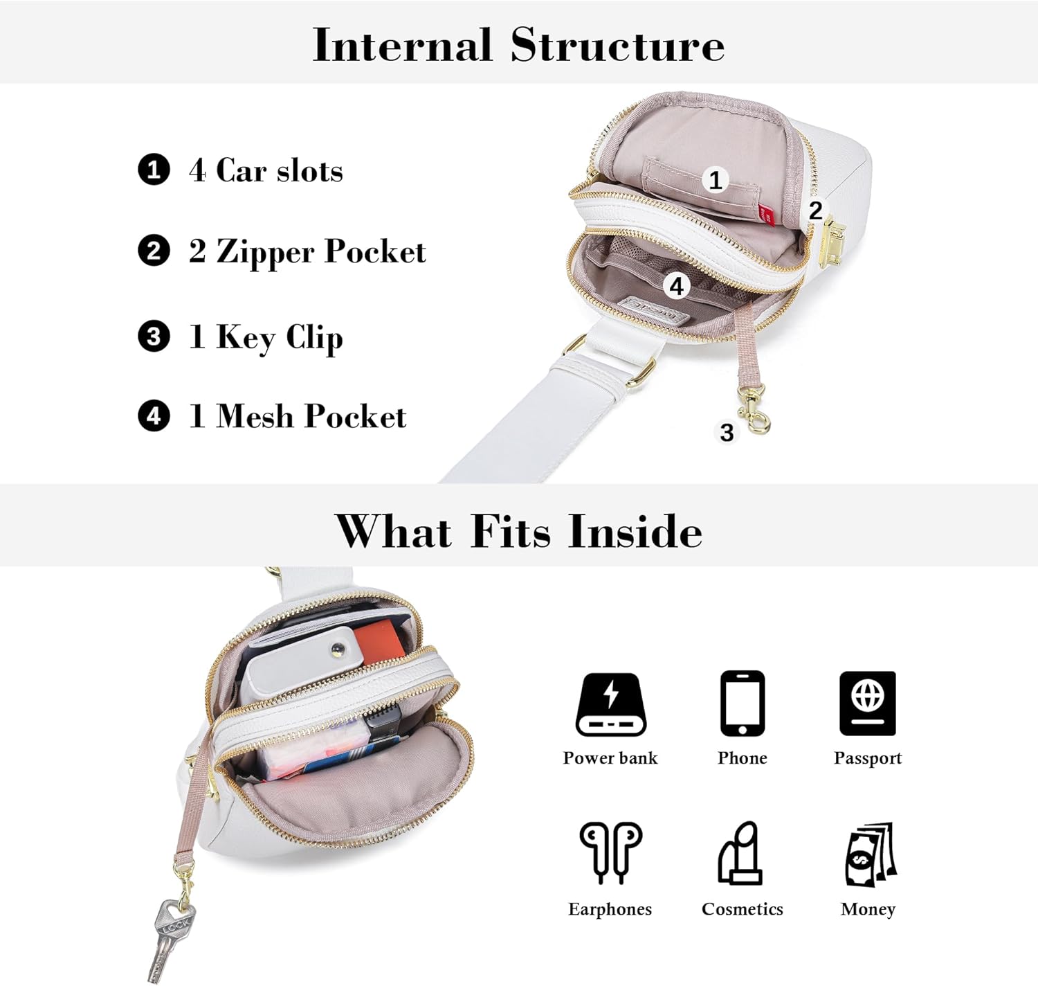 INICAT Anti Theft Crossbody Bag for Women, Small RFID Blocking Sling Purse with Zipper Lock for Travel, Vegan Leather - Image 6