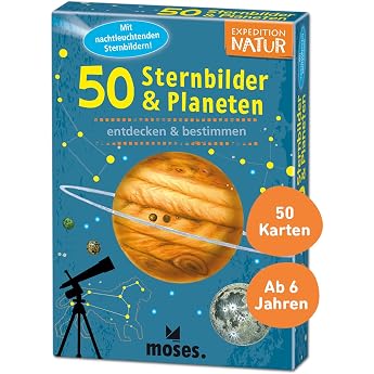 Moses 9740 Expedition Natur 50 Constellations and Planets Provision Cards in Set With Exciting Quiz Questions
