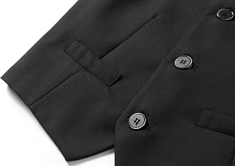 Boys Formal Suit Vest Solid 3 Button Adjustable Back Strap Vests with Pockets 5T-16Y