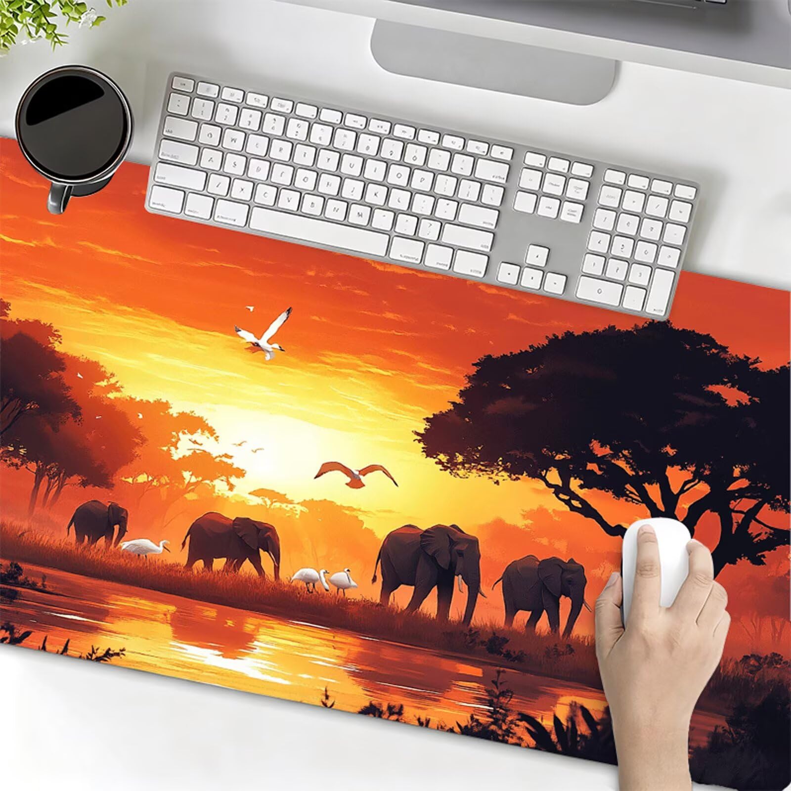 Podkładka pod mysz XXL 1200x600x3mm podkładka pod mysz słoń podkładka pod mysz pomarańczowy kolor poprawia precyzję i szybkość, wodoodporne antypoślizgowe, szyte krawędzie, akcesoria do gier, komputer