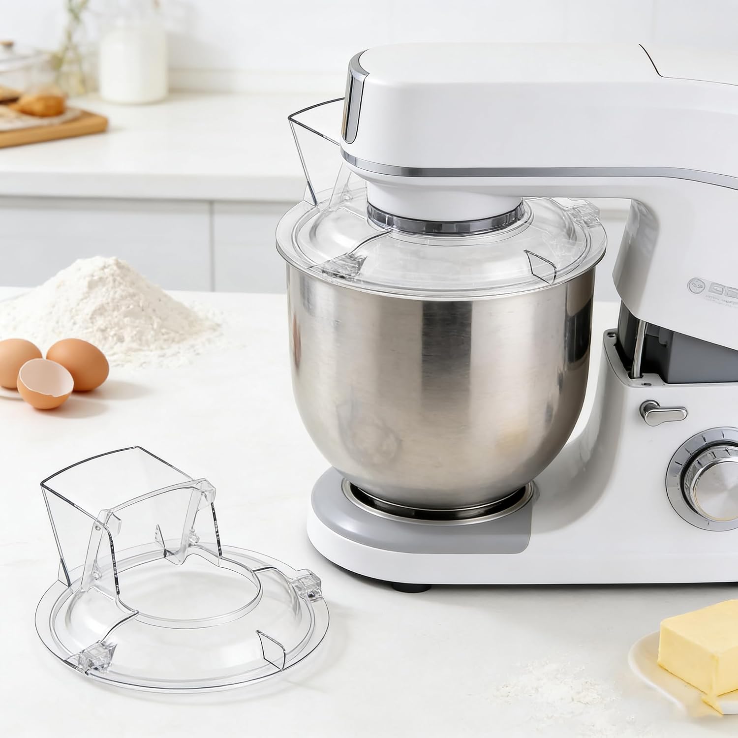 Upgraded Pouring Shield Splash Guard for KitchenAid Tilt-Head Stand Mixers 4.5-5 Quart, Two-Piece Removable Splash Cover Fits Stainless Steel Glass Ceramic Bowls KitchenAid Accessories and Attachments
