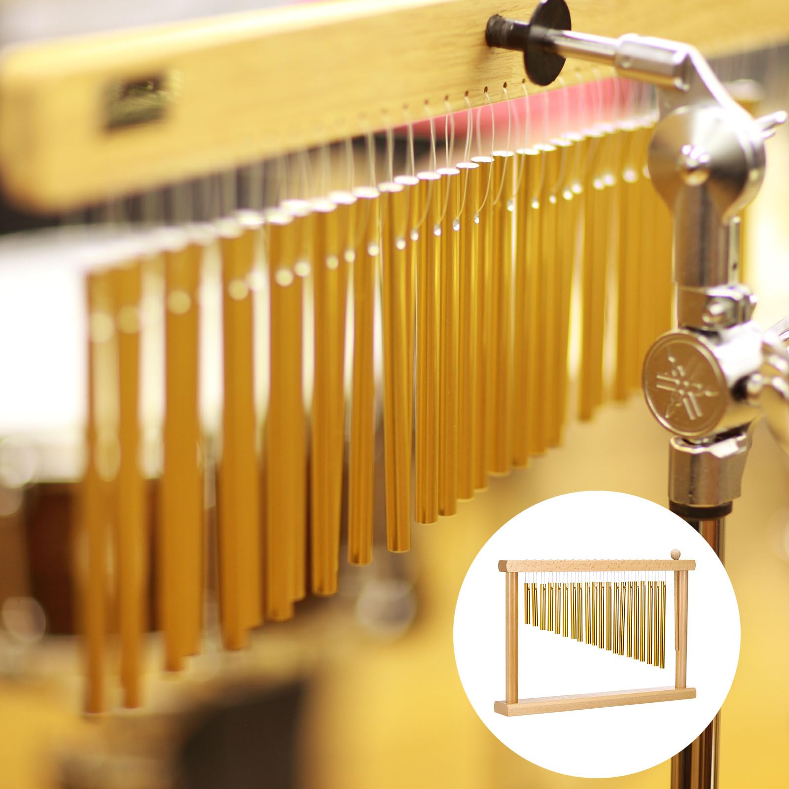 QUARKZMAN 20 Notas De Carillón De Mesa Instrumento De Percusión Musical Con Mazo Para Relajación Meditación Y Decoración De Oficina (Tono Dorado)