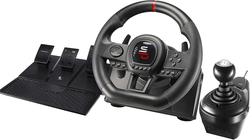 SUBSONIC - Superdrive GS650-X Racing Wheel for PS4 and Xbox Series - Black | Steering Wheel with Pedals and Gear Shifter - Vibration - 3 Sensitivity Modes - Diameter 26 cm, Rotation 270°