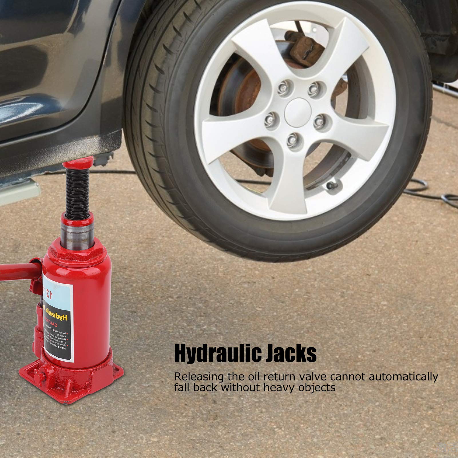 Gato Hidráulico de Botella 12T, Gato de Botella, Gato de Sello, Gato de Palanca, Gato de Cilindro Hidráulico Portátil, para Coche, Caravana, Tractor, Camión, Caravana