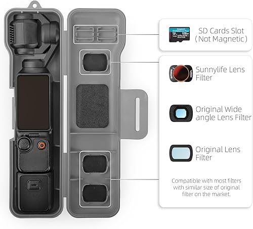 Miniatura 5 de Funda protectora para DJI Osmo Pocket 3, cubierta de caja de almacenamiento portátil con tarjetas SDCPLND Filtros ranuras de almacenamiento para DJI