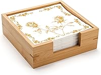 Vista 1 de Servilletero cuadrado de bambú, 7.5 x 7.5 x 2.5 pulgadas, bandeja de servilletas de madera, servilletero de madera para mesa de cocina y encimera