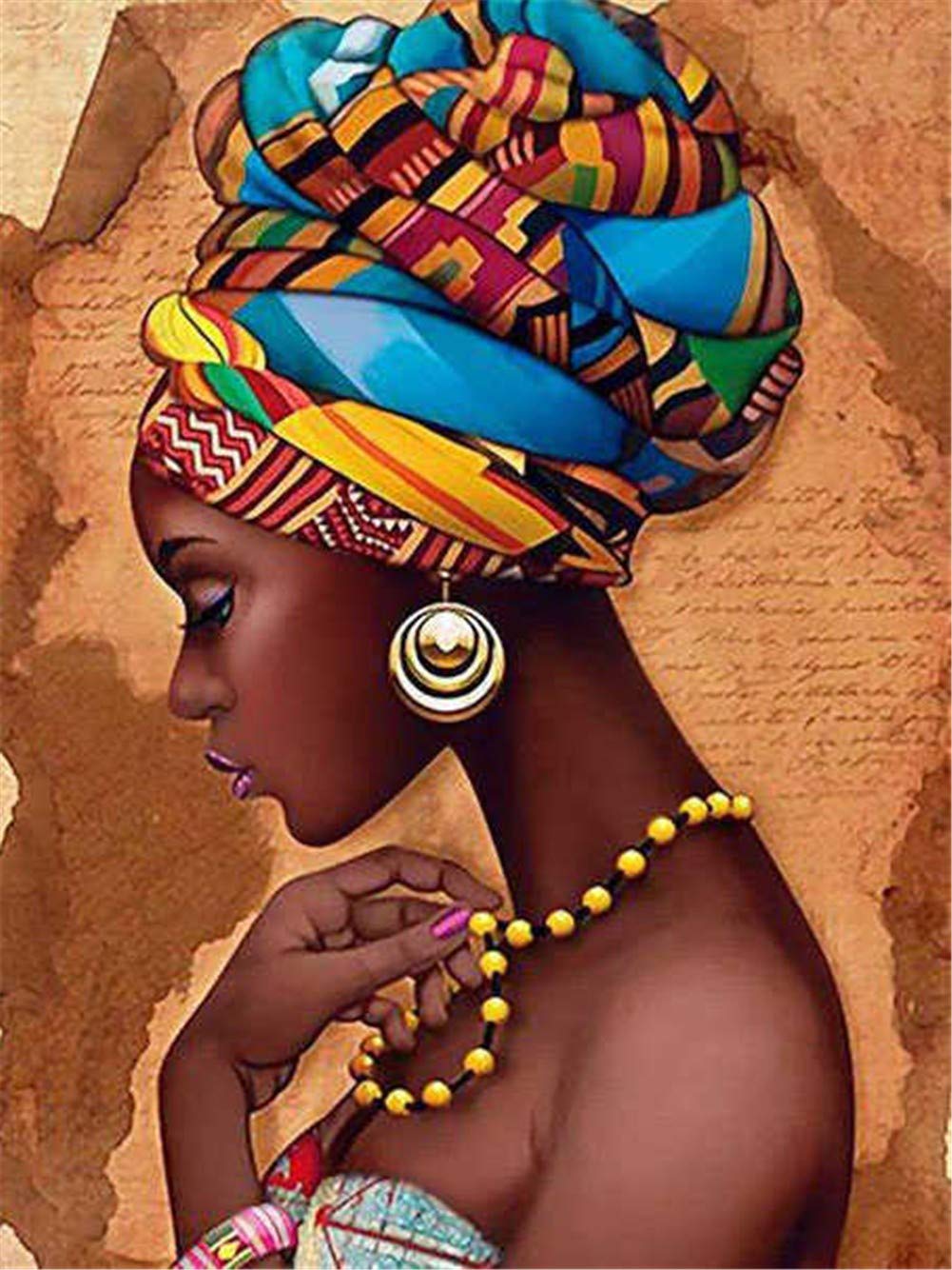 Broderie diamant femme africaine 5D : kit d'art créatif complet pour un salon chic et chaleureux