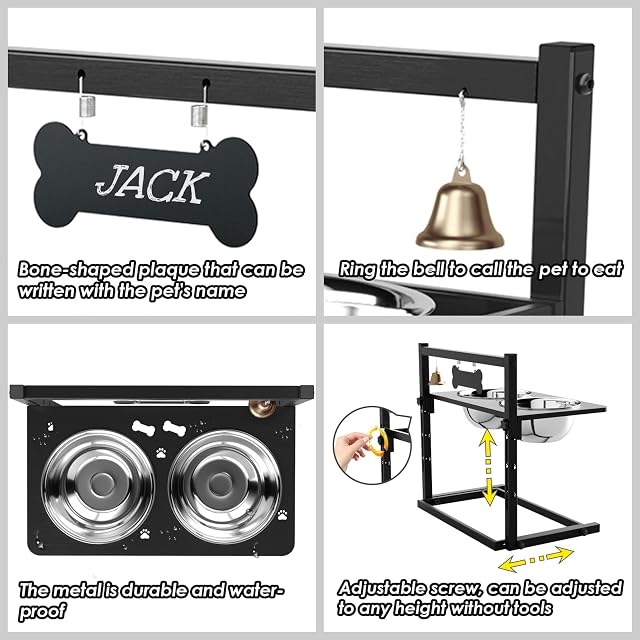 Foto 5 de 6 de TIDANT Cuencos elevados para perros con alfombrilla, altura ajustable de 4.3 a 11.8 pulgadas
