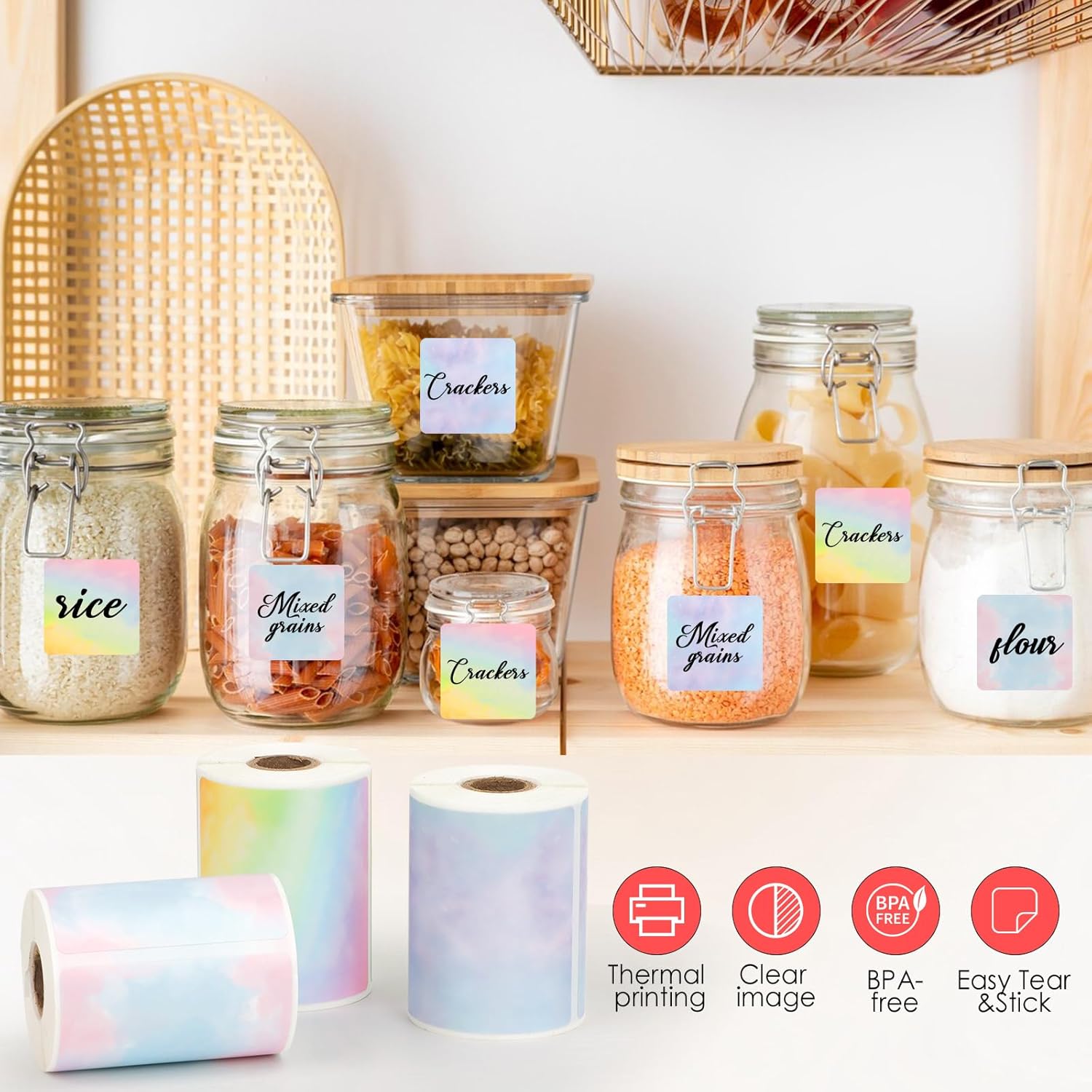 HuiJuKeJi 3 Rolls Thermal Square Label Paper,1.96 "x1.96 Gradient Label Maker Sticker for Phomemo M220/M200/M221/M110 Printer,Multi-Purpose Self-Adhesive Waterproof Labels for Barcode,DIY,Logo,Thanks - Image 3