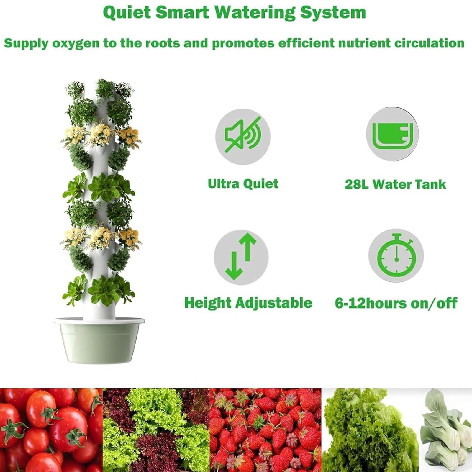 Torre hidropónica de 20/28/36 cápsulas, sist-ema de Cultivo hidropónico de jardín 7Layer-Withoutlight | kit de cultivo aeropónico con bomba hidratante, macetas de red,para hierbas, frutas y verduras