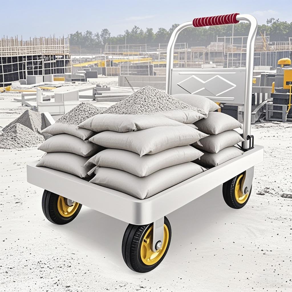 Wytrzymała składana platforma wózek ręczny wózek kołowy płaski do magazynów garaży i ogrodów Metalowy wózek transportowy (rozmiar: 90 x 60 cm)