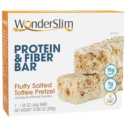 Wonderslim Barra de proteína y fibra  Nombre del sabor, bajo en carbohidratos, 15g de proteína, bajo azúcar, alta fibra, 160 calorías nutritiva