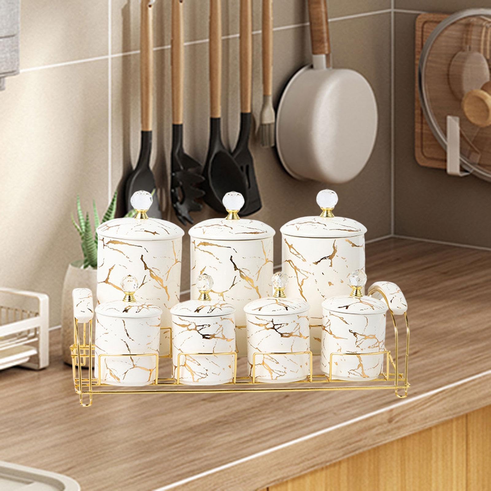 Lot de boîtes en porcelaine pour le stockage des aliments secs – Bocaux décoratifs pour biscuits, collations et apéritifs – Idéal pour l'organisation de la maison et la décoration de la cuisine