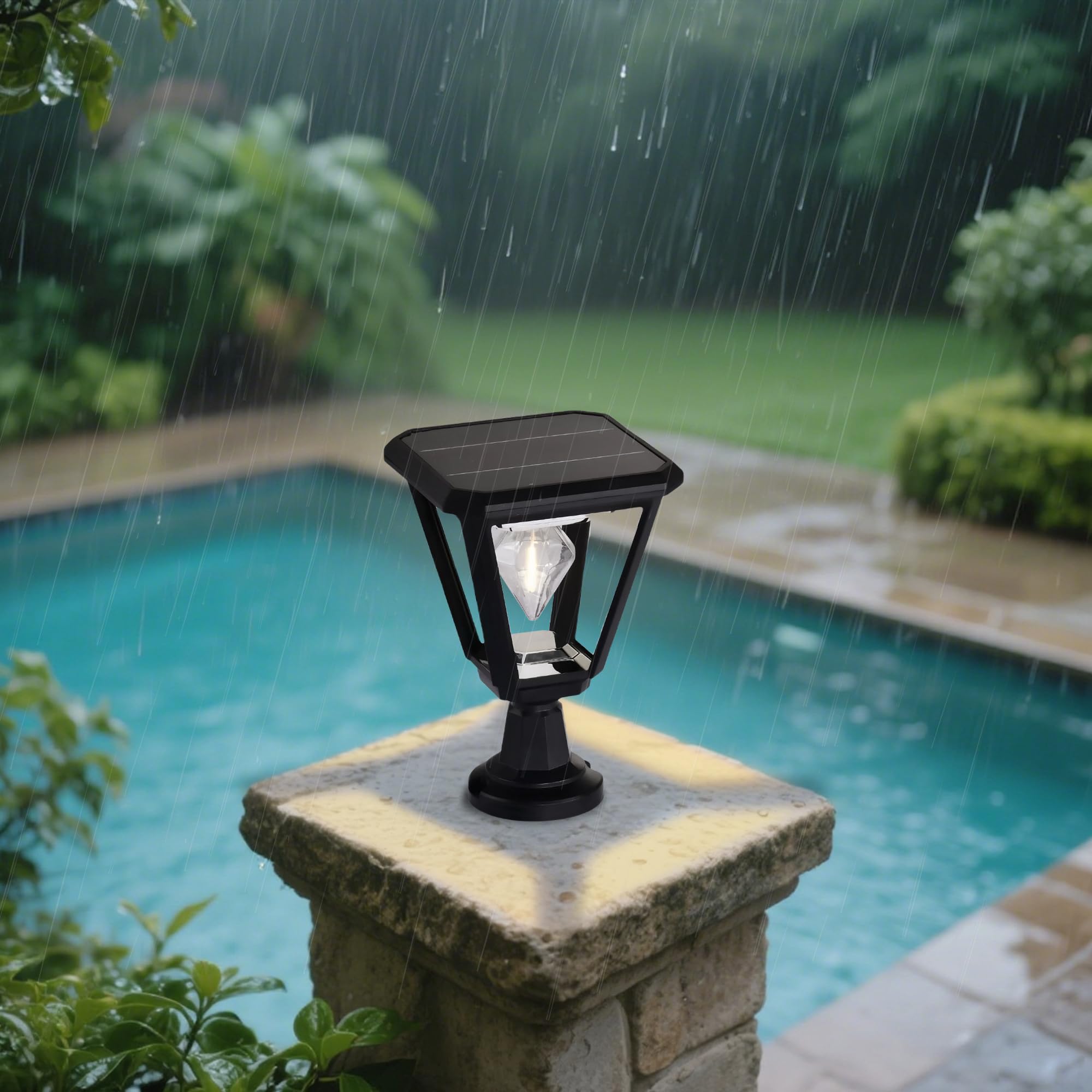 Alighting Solarleuchte für Zaunpfosten mit Dämmerungssensor – LED Solarlampe für Außen, Wasserdicht, Schwarze Gartenleuchte ohne Glas, ideal für Säulen, Terrasse, Einfahrt