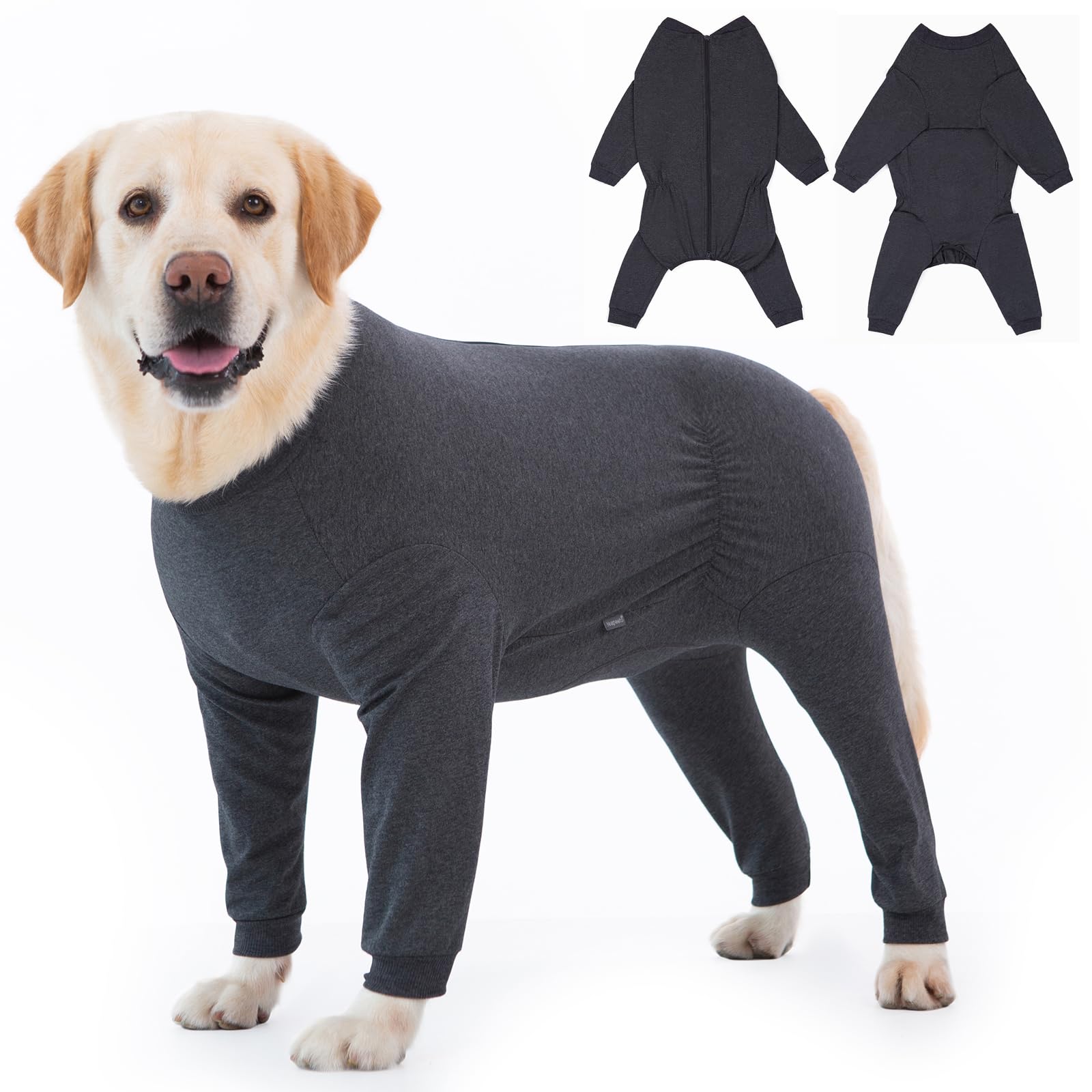 Yeapeeto Dog Onesie Surgery Recovery Suit for Large Medium Bodysuit Dogs Pajamas PJS Full Body for Shedding, Prevent Licking, Wound Protection, Cone Alternative(Dark Grey, XL) â image 1