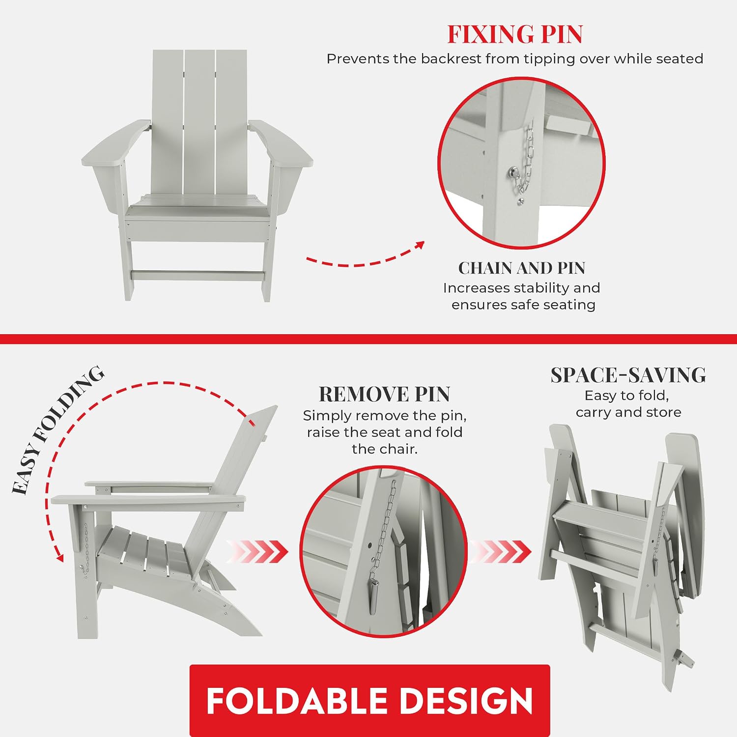 Costaelm Fire Pit Chairs, Outdoor Chair HDPE Adirondack Chair, Modern Patio Porch Chair, Front Porch Backyard Deck Outside Chairs, Sand