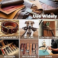 Vista 6 de Correa de cuero de 1 pulgada de ancho y 100 pulgadas de largo, tiras de piel sintética de 0.079 pulgadas de grosor, tiras de cuero suave y fuerte