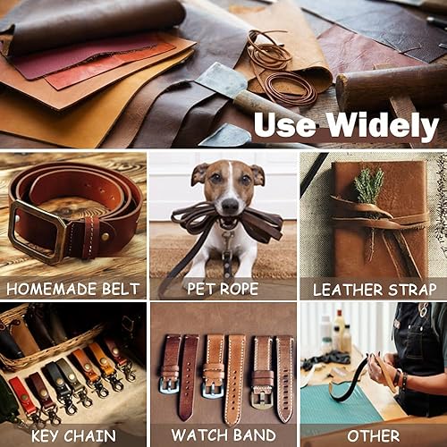 Miniatura 6 de Correa de cuero de 1 pulgada de ancho y 100 pulgadas de largo, tiras de piel sintética de 0.079 pulgadas de grosor, tiras de cuero suave y fuerte,
