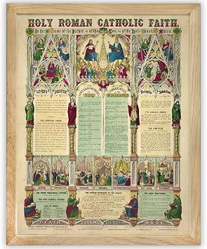 Holy Roman Catholic Faith Poster - 11x14 Framed Print - Vintage Bible Book Page Style - Great for Living Rooms, Prayer Spaces, Home Offices & Study Rooms - Religious Christian Wall Decor