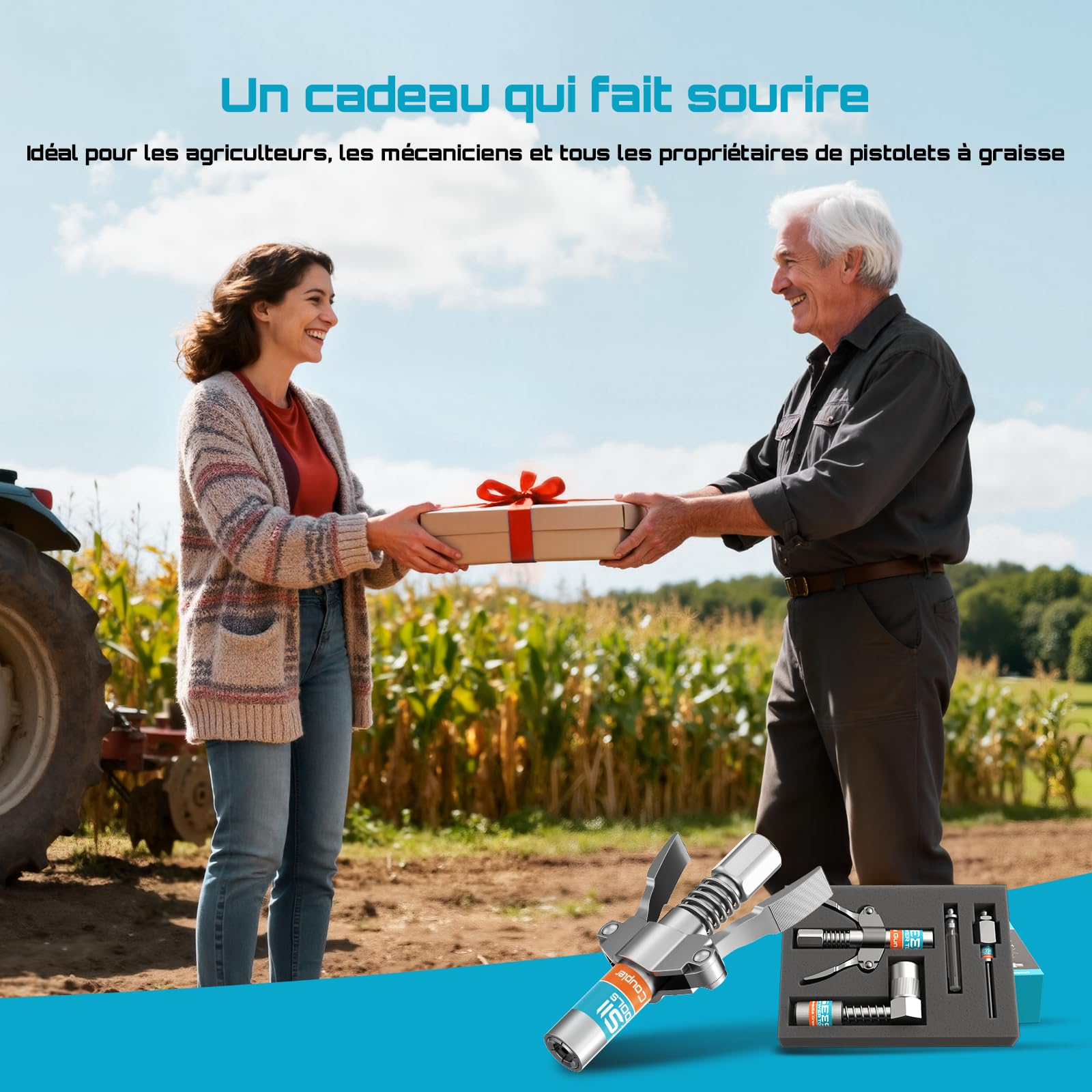 Seesii Kit d'accessoires pour Pompe a Graisse, Comprenant Un raccord Rapide, Un Adaptateur à 90°, Un Tuyau Flexible de 30 cm et 2 Embouts pour graissage Facile dans Les espaces étroits et Profonds