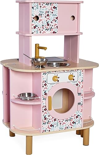 Miniatura 2 de Janod Twist Kitchen - Juego de cocina de madera expandible de doble cara con 8 accesorios, 34 pulgadas de alto, juego de simulación, edades de 3 a 6