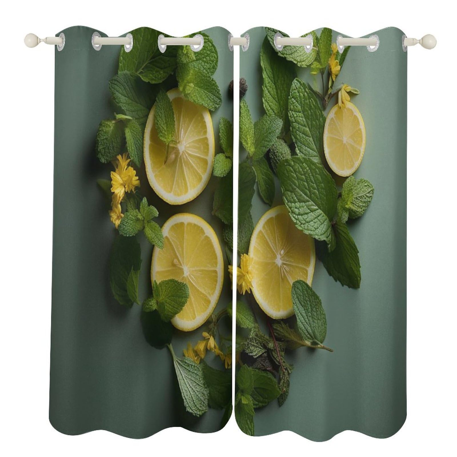 Rideau occultant feuilles de menthe pour une chambre fraîche et calme