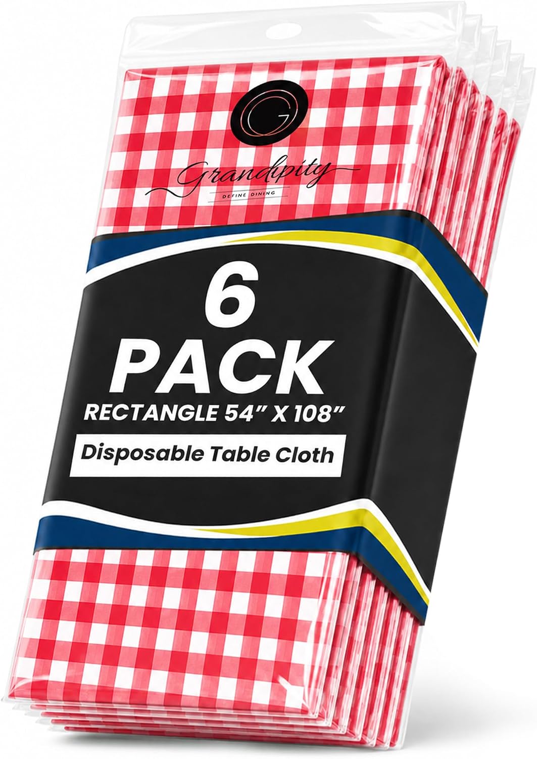 Plastic Table Cloth Disposable 6 Pack 54 x 108 Inch Rectangle Table Cloths