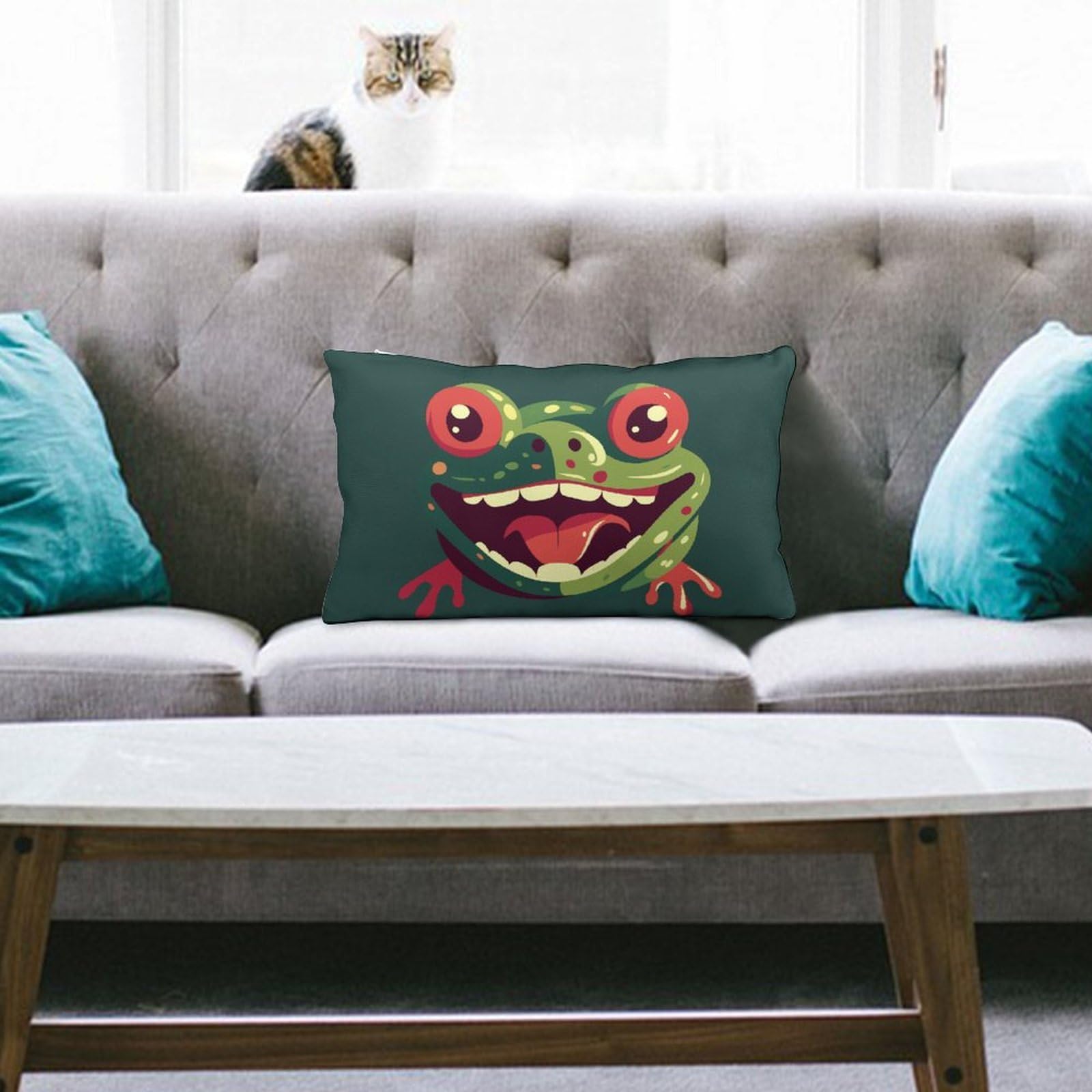 NTVOWPZO Decoration Throw Pillow Covers 8"x12" Pillowcases Covers Frog with Mouth Open Soft Pillowcases Modern Farmhouse Home Decor Sofa Cushions Covers for Couch Bed Living Room
