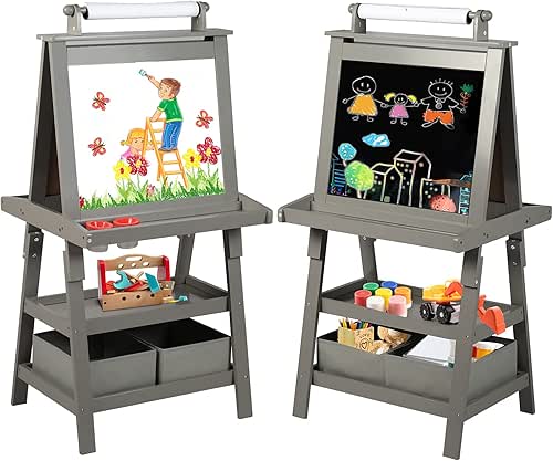 Kinder King 3 in 1 Kids Art Easel w/Storage, Double-Sided