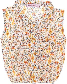 Bongo Girl - Floral Sleeveless Blouse With Decorated Ruffles