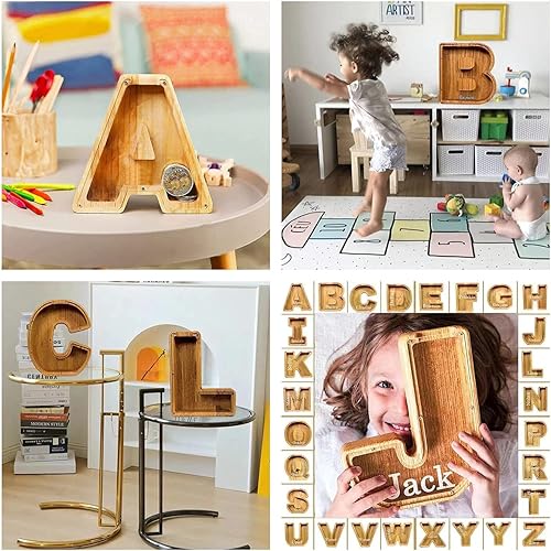 Miniatura 2 de Alcancía de madera personalizada para niños y niñas, caja de dinero de madera, caja de dinero de madera, caja de dinero grabada con texto, alcancía