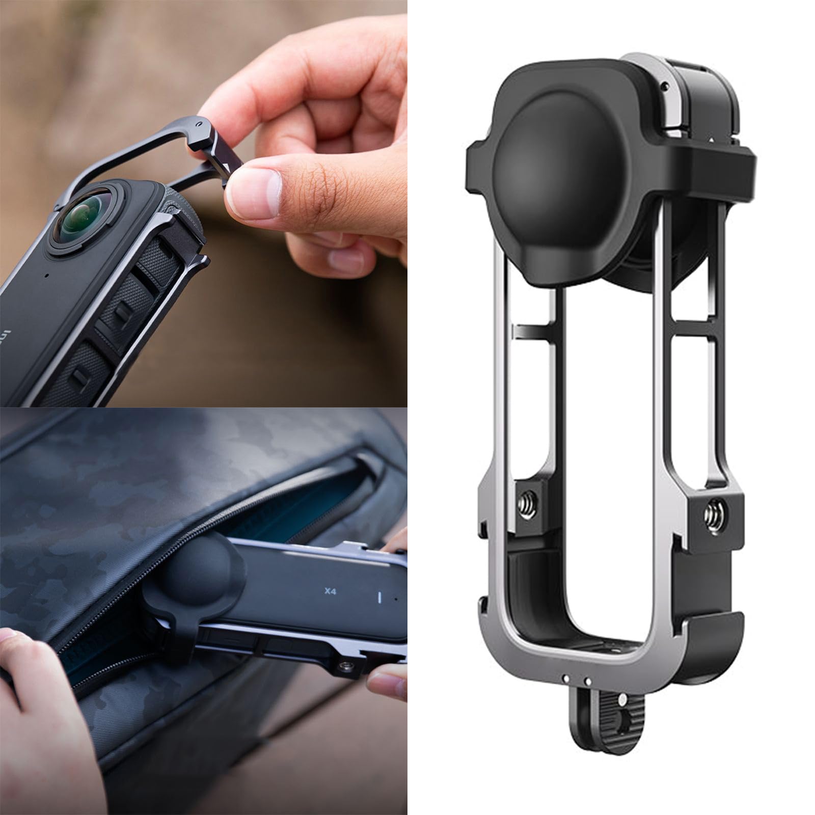 Marco de metal para cámara, funda protectora para cámara de acción de 360 grados con acción de cubierta de lente