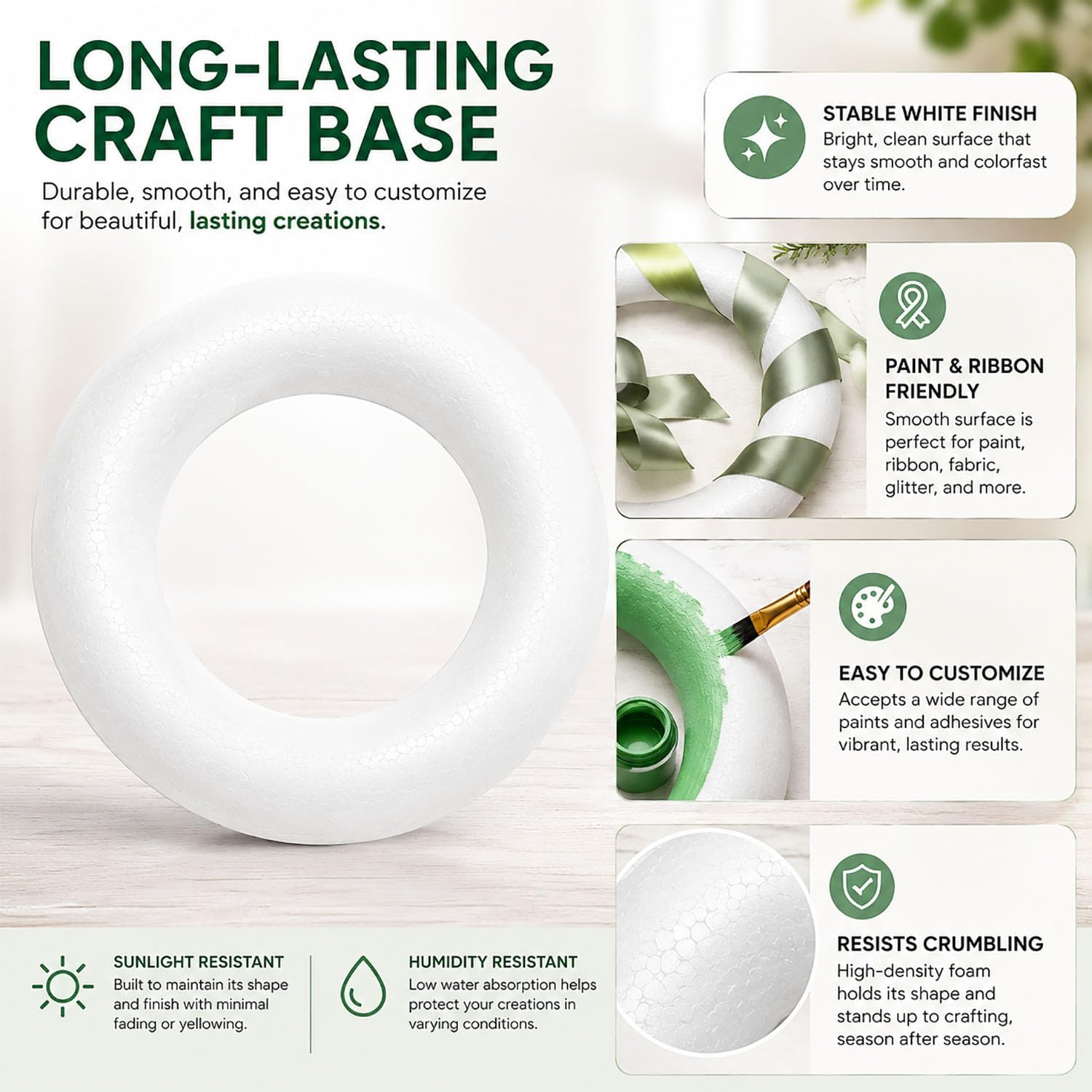 4-inch Round Foam Wreath, 9 PCS