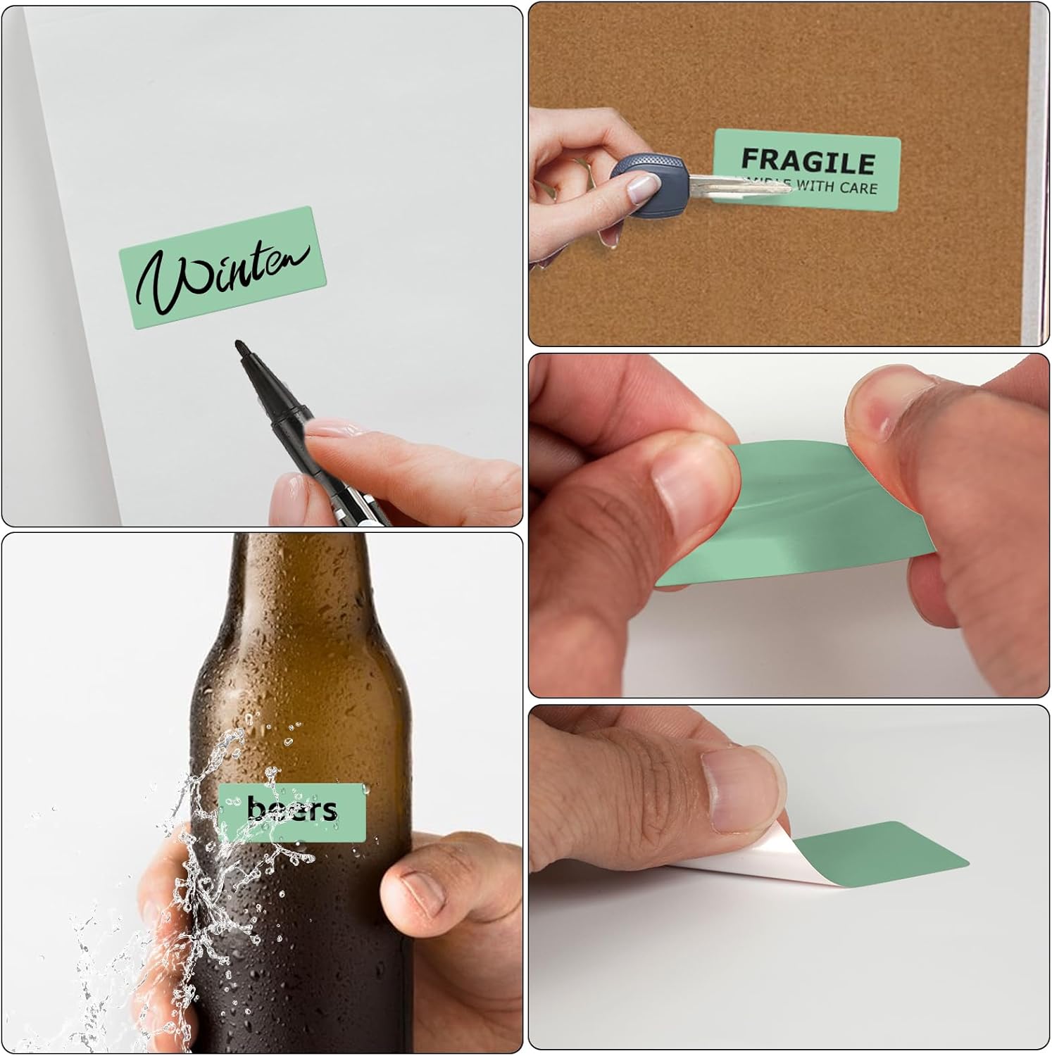 Green Thermal Labels 1 × 2 Inch Vinyl Rectangular Waterproof Direct Printer Sticker Self-Adhesive Perforated Name Tag for Logo DIY QR Design Office Address 500 PCS - Image 6