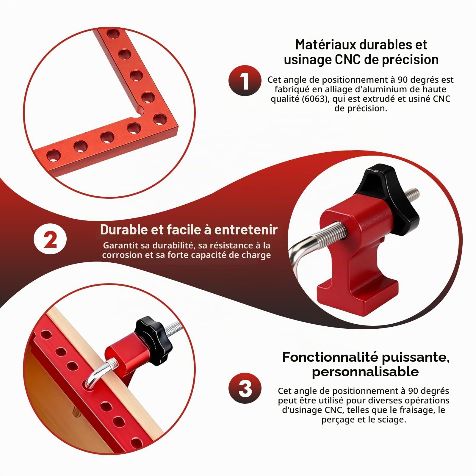 Bloc de Positionnement a 90 Degres, Lot 2 Pieces Serre Joint Angle en Alliage Aluminium 140mm Outil Travail Bois Pince Angle Droit pour Cadres Photos Boites Armoires Tiroirs Charpenterie 14cm