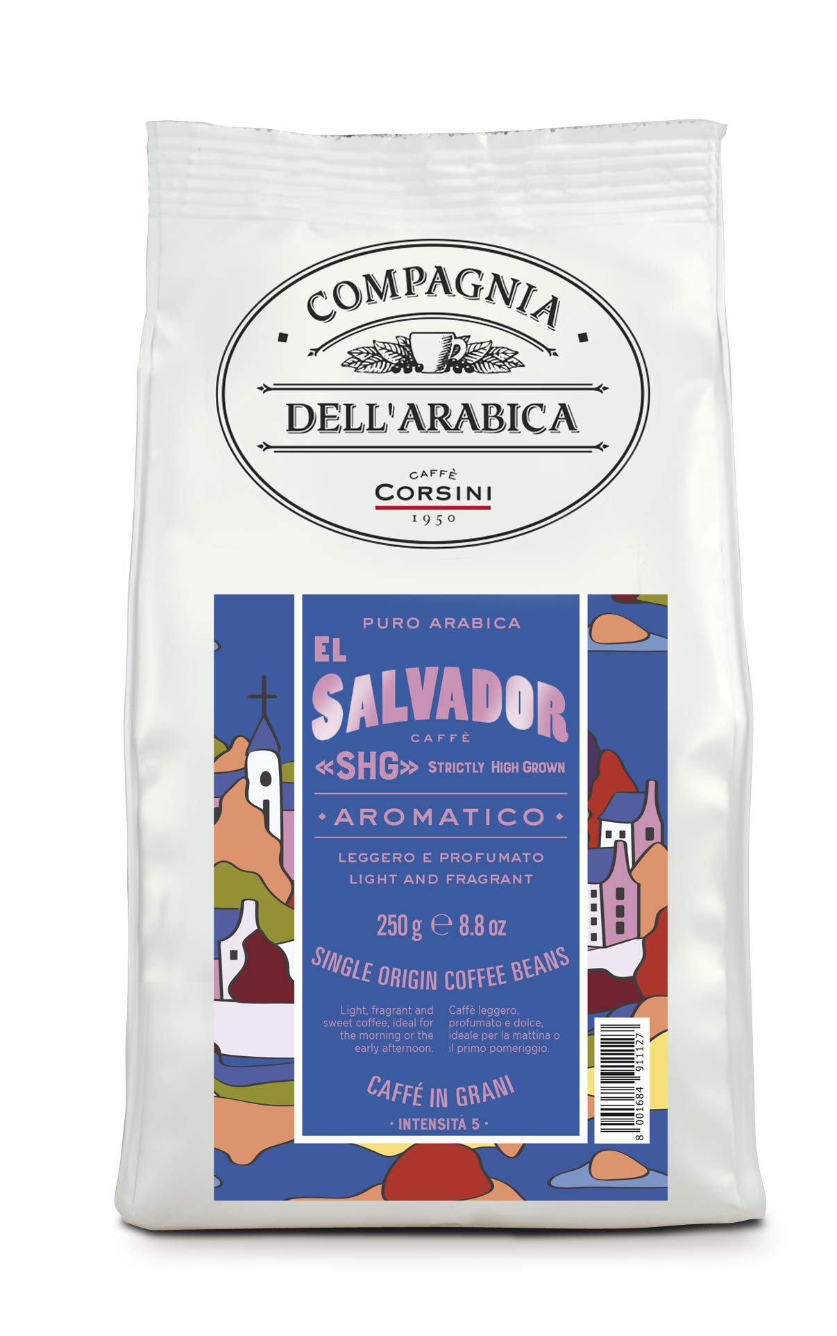 Caffè Corsini - Kawa Ziarnista 3x250g Compagnia Dell'Arabica Mix Gwatemala/Etiopia/Salwador, Single Origin, Łącznie 750 g