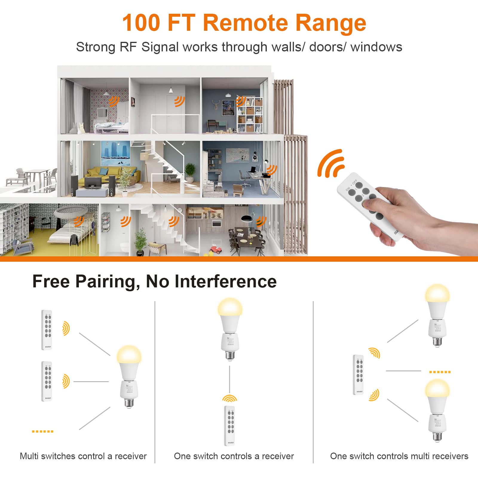 Remote Control Light Sockets - 100FT Range -5 Remote Control Light Sockets - 100FT Range -5