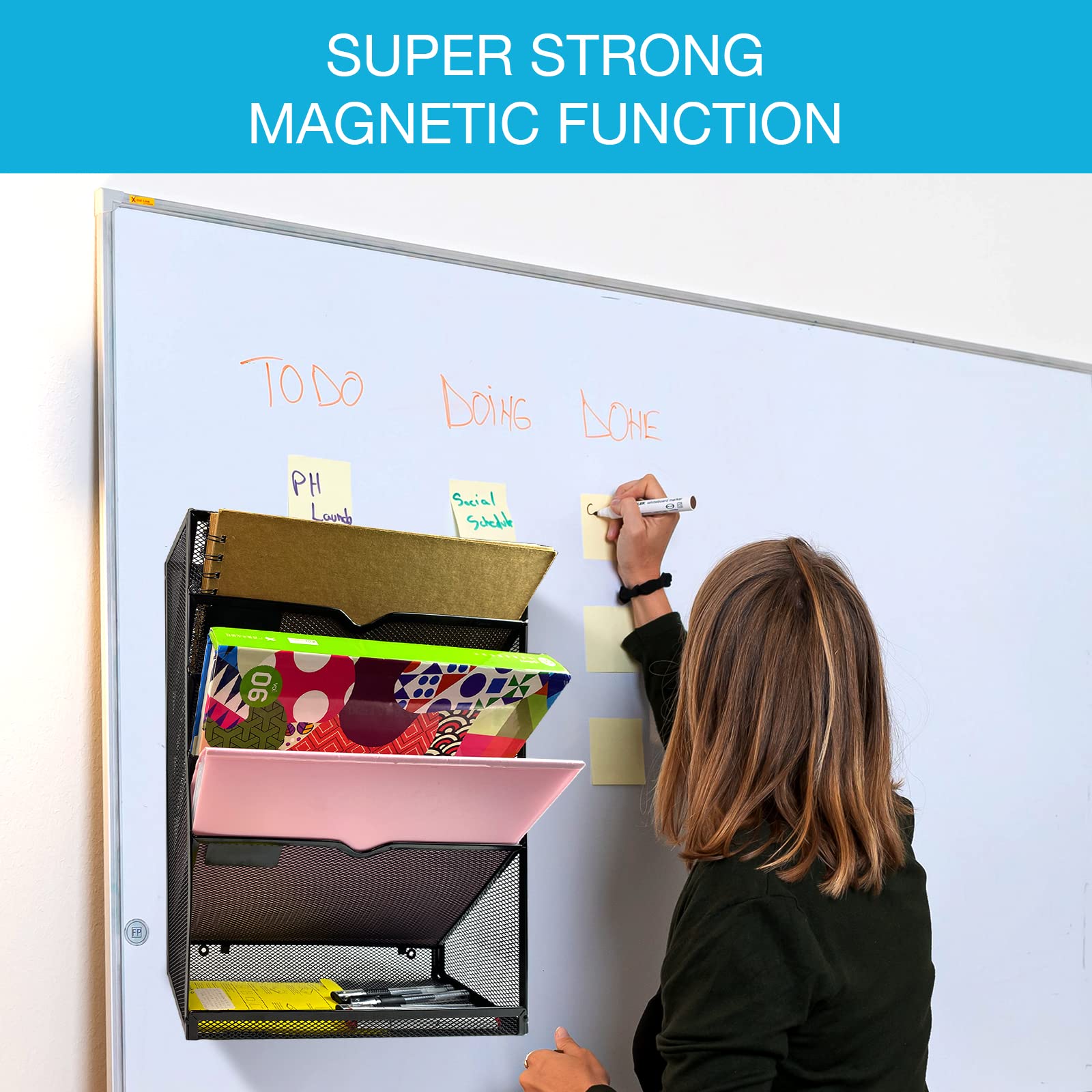 1-Tier Magnetic File Holder No Drilling File Organizer Large